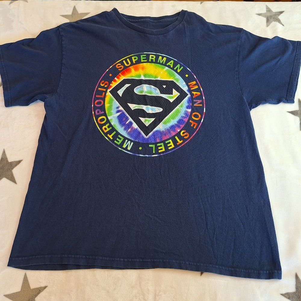 Superman Man of Steel Tie Dye‎ Logo Adult T-Shirt - Official DC Comics Superhero